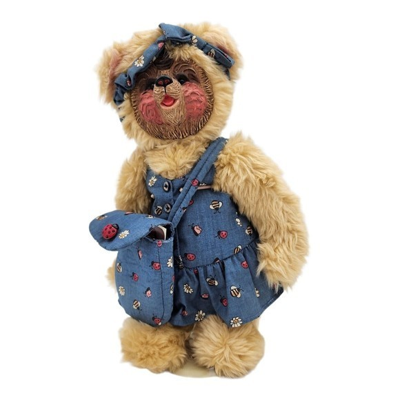 1999 Gund Bear 13" w/ Stand ~ Barton's Creek Collection ~ NADINE ~ Lady Bug Bees - Picture 1 of 8